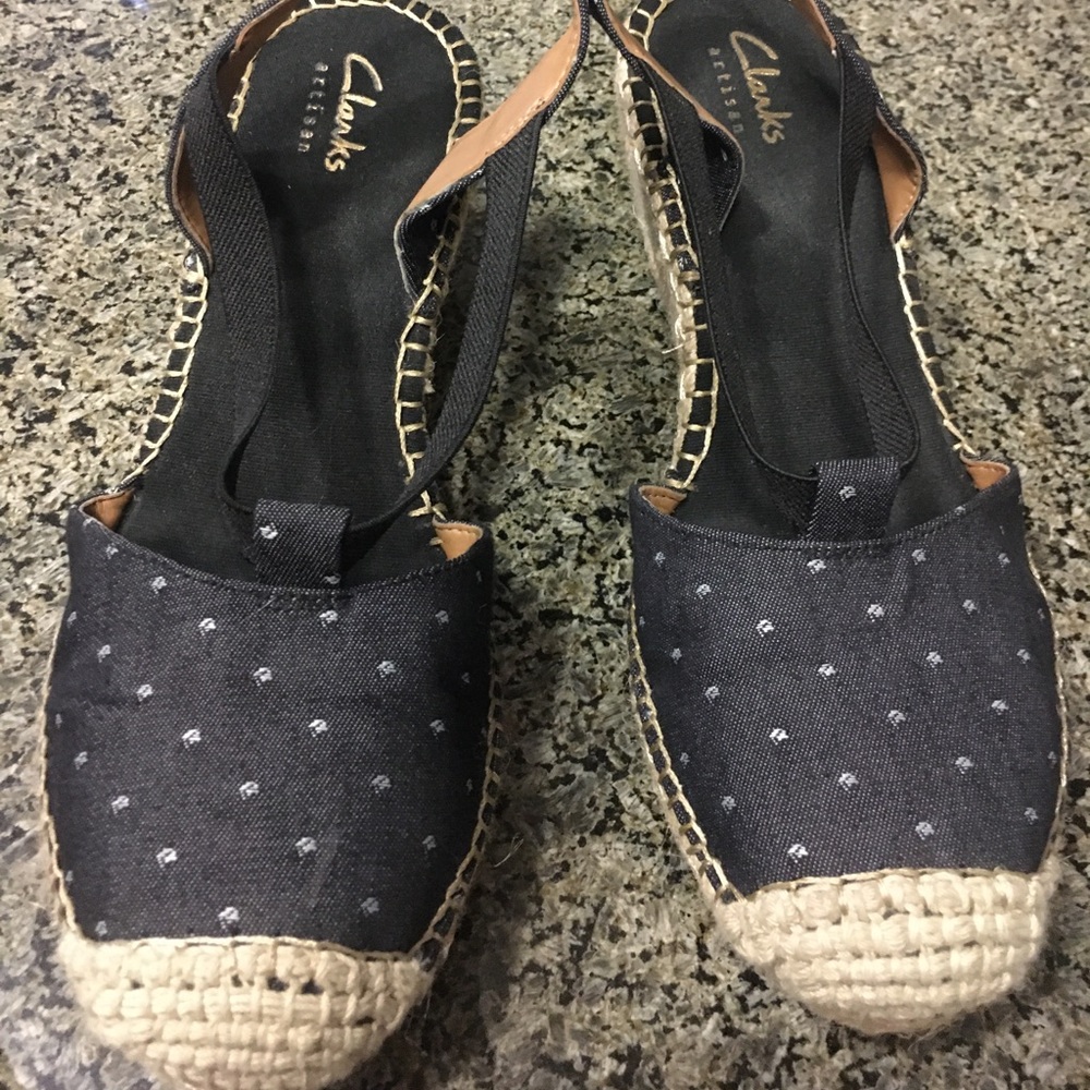 Clarks canvas espadrille wedge sandals